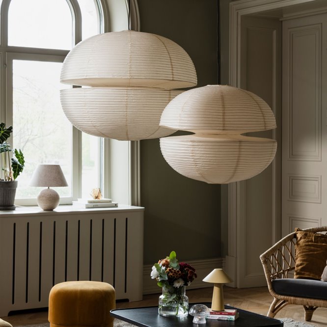 Lampy wiszące papierowe kule duże styl japandi